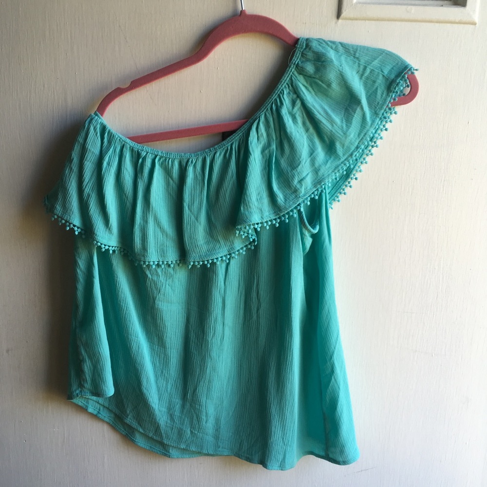 Mossimo blue one shoulder top